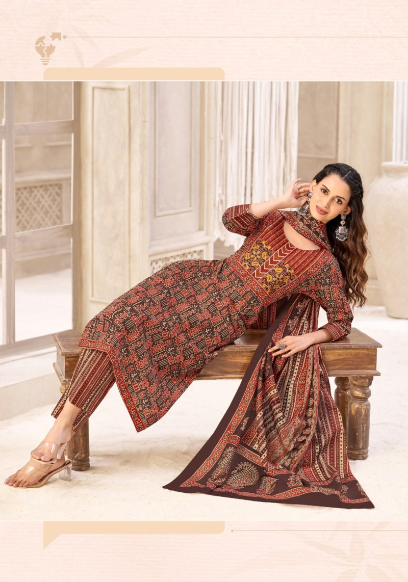 Ajarakh Vol 13 By Mayur Cotton Kurti With Bottom Dupatta 